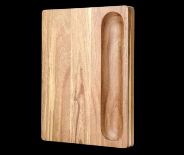 Acacia houten snijplank 41x31x4cm met groentekuil en sapgeul - Afbeelding 2