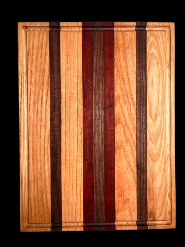 Houtensnijplank Elegance - 40x30x2.5cm (Essen, Padoek en Walnoot) - Afbeelding 4