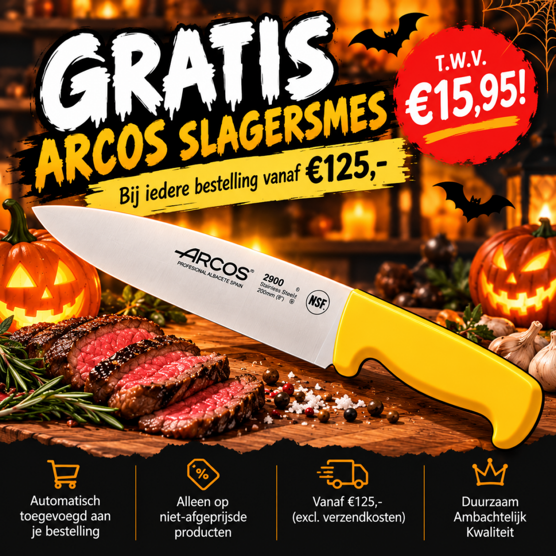 ARCOS 2900 Slagersmes 20 cm – Professioneel slagersmes met geel handvat